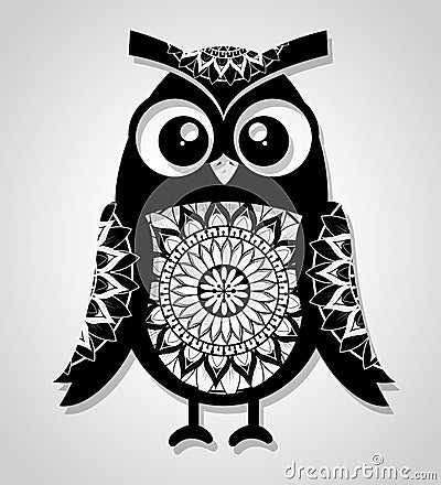 Owl mandala boho style Vector Illustration