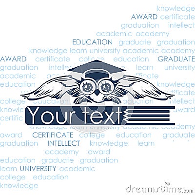 Owl with Mortarboard and Book Vector Illustration