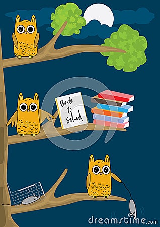 Owl Night_eps Vector Illustration