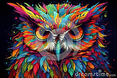 Owl portrait bird predator. Generate Ai Stock Photo