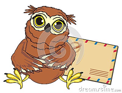 Owl and post object Stock Photo