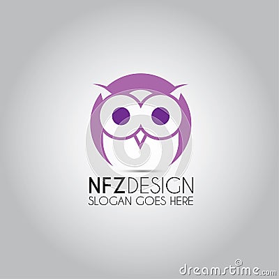 Owl Purple Eye Logo Stock Photo