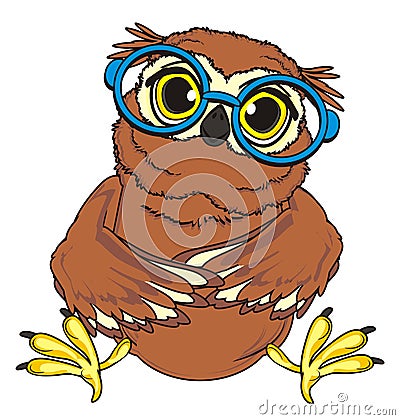 Owl in round glasses Stock Photo