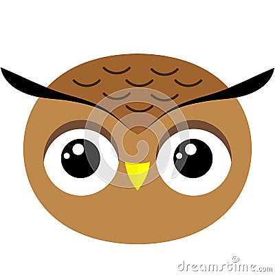 Owl`s face cute simple image Stock Photo