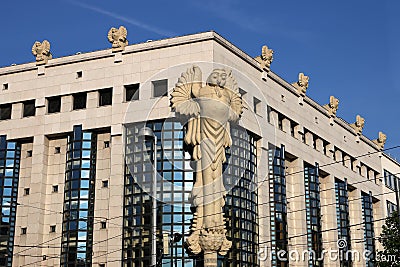 Owl sculptures Main Library building of Vienna University of Technology Editorial Stock Photo