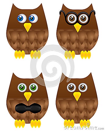 Owl Set Stock Photo