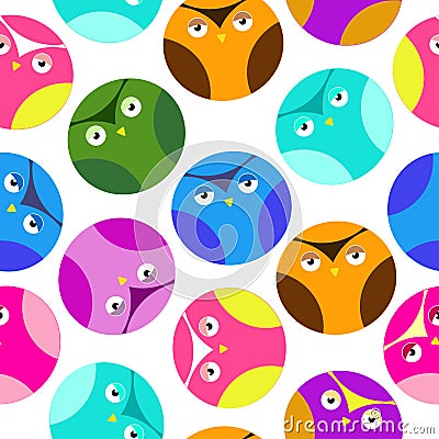 owl set multicolored pattern Vector Illustration