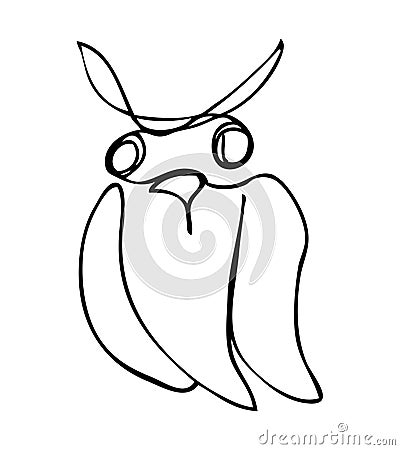 owl simple vector sketch single one line art, continuous Stock Photo