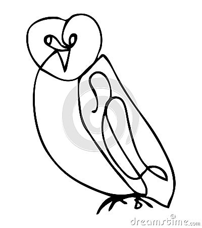 simple owl vector sketch single one line art, continuous Stock Photo