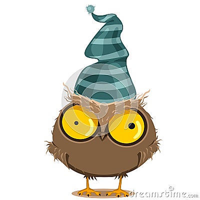 Owl with sleep hat Vector Illustration