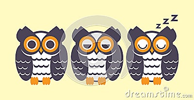 Owl sleep Vector Illustration