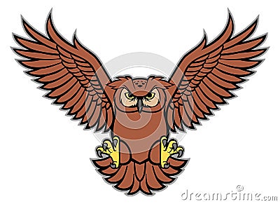 Owl spread the wing Vector Illustration