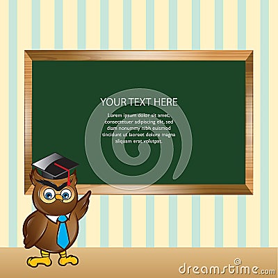 owl standing near chalkboard. Vector illustration decorative design Vector Illustration