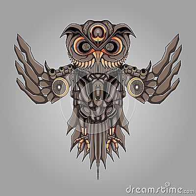 Owl steampunk illustration vector graphic Vector Illustration