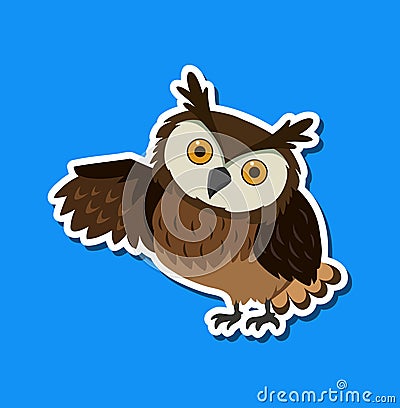 An owl sticker character Vector Illustration