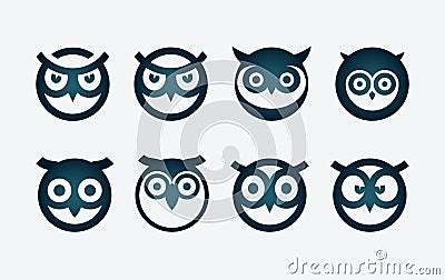 Owl Symbol Set Vector Illustration