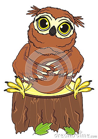 Owl and tree Stock Photo