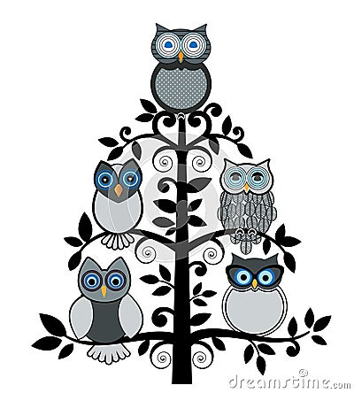 Owl tree Vector Illustration