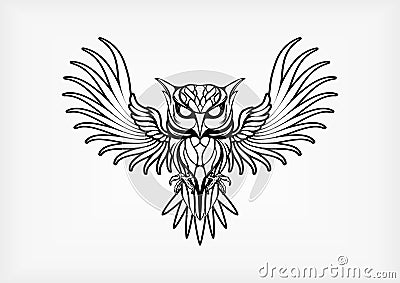 Owl Tribal Tatto Vector Illustration Vector Illustration