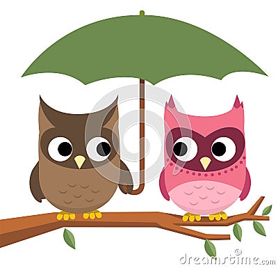 Owl umbrella Cartoon Illustration