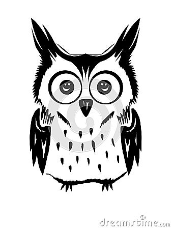 Cute Owl vector black and white Vector Illustration