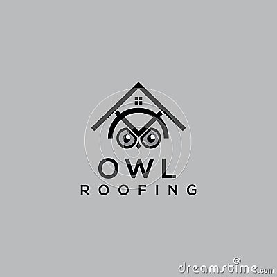 Owl vector logo. Roof repair logo. Roof logo. Owl icon Vector Illustration