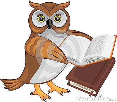 Owlet holds a book Vector Illustration