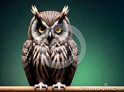 Owls background painting knolling volumetric vintage colors. Stock Photo