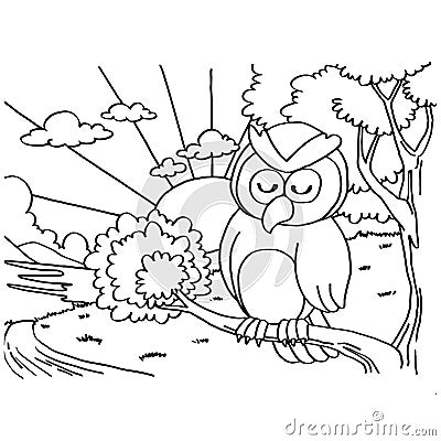 Owls Coloring Pages vector Vector Illustration