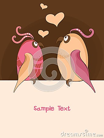 Owls couple in love. Vector Illustration