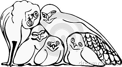 Owls family. Burrowing Owl. puzzle Vector Illustration