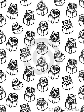 Owls hand drawn pattern Vector Illustration