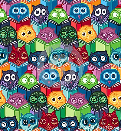 Owls hand drawn pattern Vector Illustration