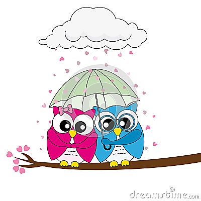 Owls in love Vector Illustration