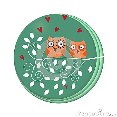 Owls on tree Vector Illustration