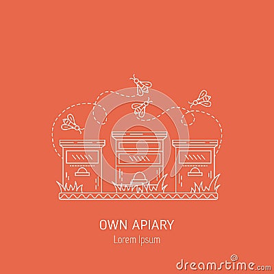 Own apiary line concept Vector Illustration