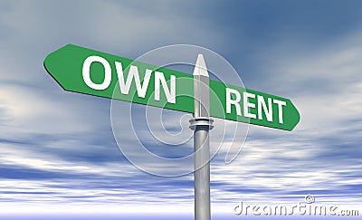 Own or Rent sign concept Stock Photo