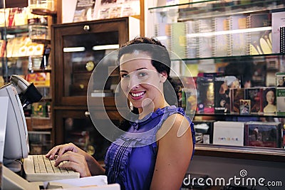 Owner of a bookstore Stock Photo