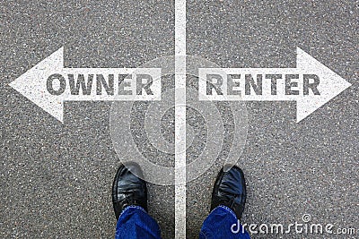 Owner renter rent own ownership rental purchase real estate house apartment concept Stock Photo