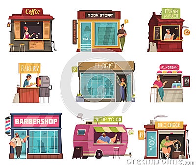 Owner Of Small Business Flat Set Vector Illustration