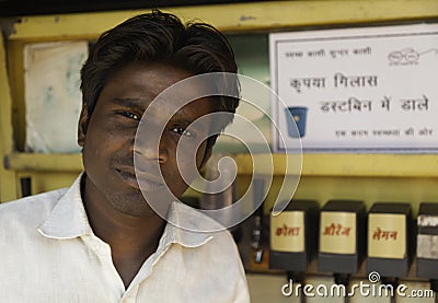 Owner of a Soft Drinks Stall Editorial Stock Photo