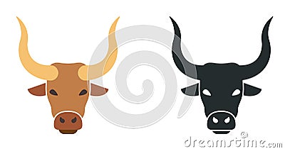 Ox flat vector illustration. Farm bull icon. Bullock or steer head Vector Illustration