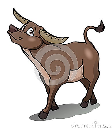 ox on isolated white background Cartoon Illustration