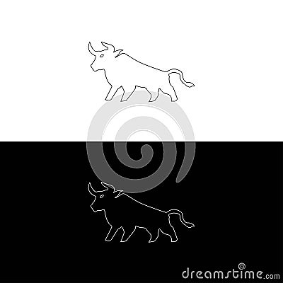 Ox silhouette isolated bulls icons. Vector illustration of a bull. Vector Illustration