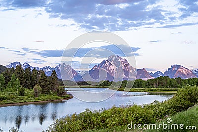 Oxbow Bend along the Snake River from Grand Teton National Park, Wyoming. Stock Photo