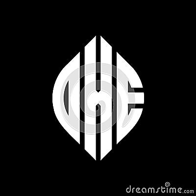 OXE circle letter logo design with circle and ellipse shape. OXE ellipse letters with typographic style. The three initials form a Vector Illustration