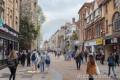 Oxford City centre. Busy Cornmarket Street Editorial Stock Photo