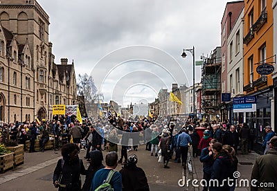 OXFORD, ENGLAND - FEBRUARY 18 2023: Protesters protesting against 15 minute city. Editorial Stock Photo