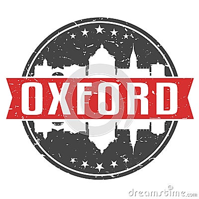 Oxford England Round Travel Stamp. Icon Skyline City Design. Seal Tourism Badge Illustration Clip Art. Vector Illustration