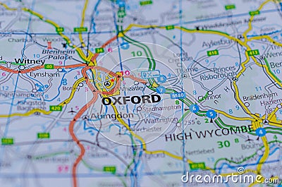 Oxford on map Stock Photo